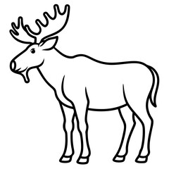 Cute Silhouette of a Moose line art vector cartoon illustration