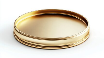 Golden jar lid mockup, minimalistic metallic texture isolated on white