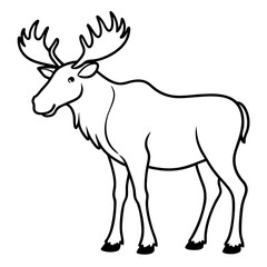 Cute Silhouette of a Moose line art vector cartoon illustration
