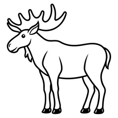 Cute Silhouette of a Moose line art vector cartoon illustration