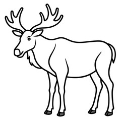 Cute Silhouette of a Moose line art vector cartoon illustration
