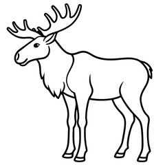 Cute Silhouette of a Moose line art vector cartoon illustration