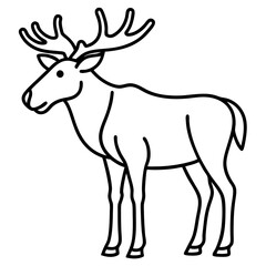 Cute Silhouette of a Moose line art vector cartoon illustration