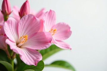 Obraz premium Pink Solanum blooms against a plain white background, white background, bokeh