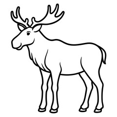 Fototapeta premium Cute Silhouette of a Moose line art vector cartoon illustration