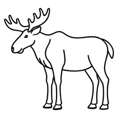 Cute Silhouette of a Moose line art vector cartoon illustration