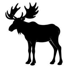 Obraz premium Cute Silhouette of a Moose line art vector cartoon illustration