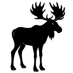 Cute Silhouette of a Moose line art vector cartoon illustration