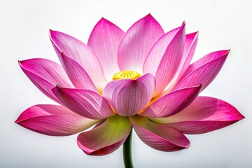 Urban bloom: a pink lotus, pristine and serene, isolated against a stark white background.