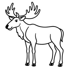 Cute Silhouette of a Moose line art vector cartoon illustration