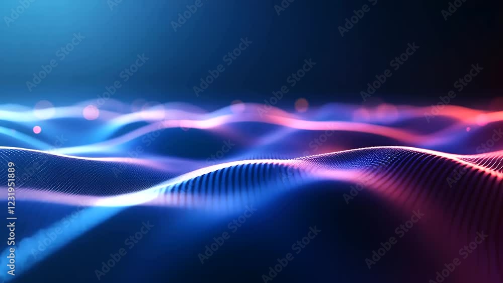 Aufkleber an abstract cold blue background with subtle motion blur, interwoven with dynamic gradients and glow