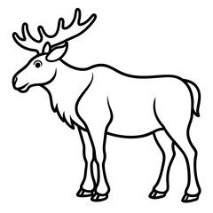 Cute Silhouette of a Moose line art vector cartoon illustration