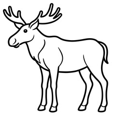 Fototapeta premium Cute Silhouette of a Moose line art vector cartoon illustration