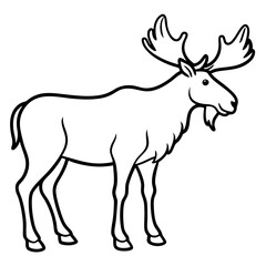 Fototapeta premium Cute Silhouette of a Moose line art vector cartoon illustration