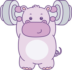 Cute hippo vector icon. Funny baby hippo animal series stock illustration. life of fluffy hippo designs.