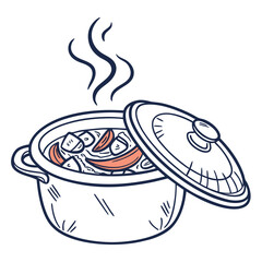 Cooking pot icon saucepan with steam symbol vector image