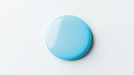 Light blue button badge mockup isolated on white, top view, ready for design.