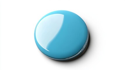 Light blue button badge mockup isolated on white, top view, ready for design.