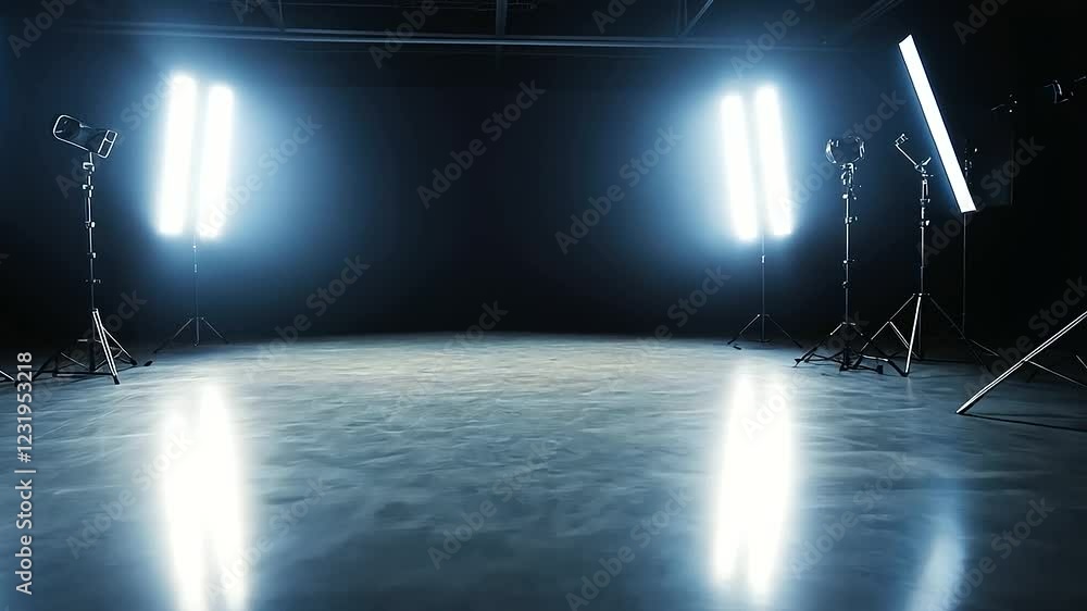 Aufkleber dark studio space enhanced by a gradient white light emanating from the center, adding depth and foc