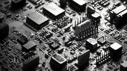 Fototapeta premium Microcircuit details with diodes and chips, revealing the complexity of electronics