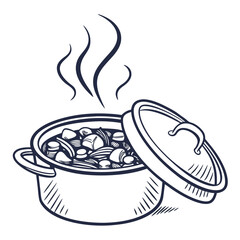 Cooking pot icon saucepan with steam symbol vector image