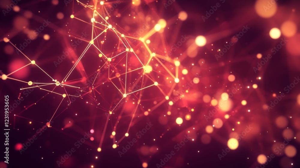 Poster a visually striking d graph with interconnected nodes and ascending lines, set in a digital space wi