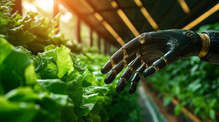 Fresh vegetables in modern greenhouse.