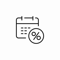 calendar date percentage icon sign vector