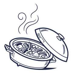 Cooking pot icon saucepan with steam symbol vector image