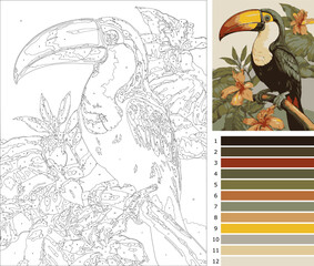 Tropical Paradise: Colorful Toucan - DIY Digital Painting Template © OecupSaudagar