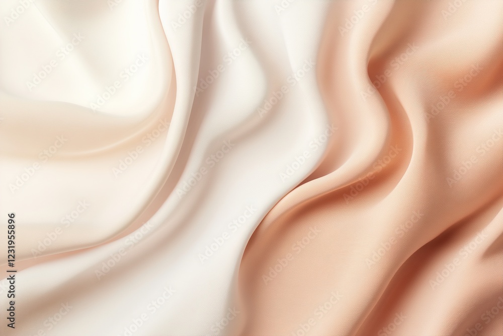 Poster a flowing gradient fabric softly transitions from cream to muted terracotta, creating a warm, diffus