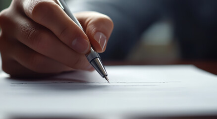 Doctor carefully drafting a medical contract during office hours in a professional setting