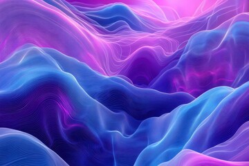 Obraz premium abstract digital landscape with flowing neon circuits and geometric patterns, featuring translucent layers of blue and purple light creating depth and dimension