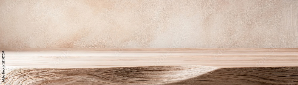 Poster smooth light oak wood texture is softly illuminated, blending into a clean beige background. this se