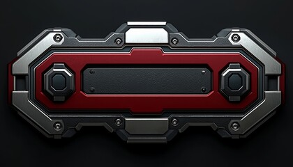 Red and Silver Metallic Panel Design Element