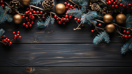 Christmas frame of tree branches