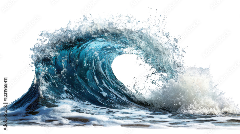 Poster perfect breaking ocean wave with transparent background