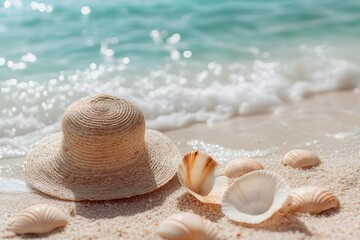 summer beach accessories , Generative AI	