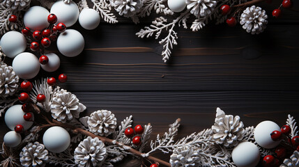 Christmas frame of tree branches