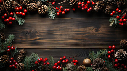 Christmas frame of tree branches
