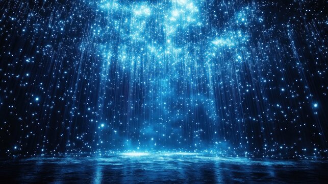 Blue light rain stage background, event