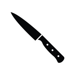 Knife black and white flat vector icon design. Kitchen knife symbol and glyph design