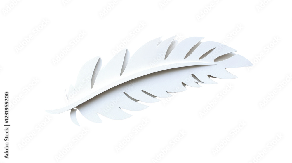 Poster white feather floating on transparent background symbolizing lightness and purity