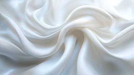 Fototapeta premium Elegant white silk fabric drapes, soft folds, studio shot, background texture