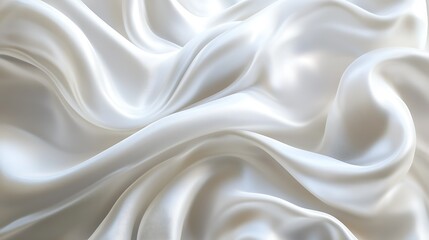 Obraz premium Elegant white silk fabric drapes, soft light, luxurious texture, background for design