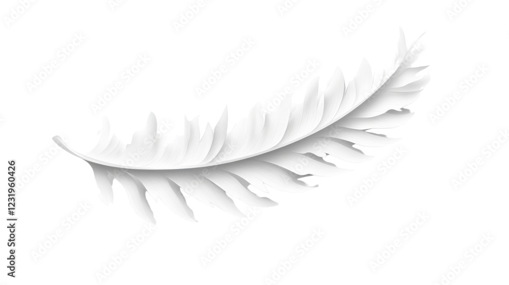 Poster realistic white bird feather floating on transparent background