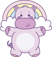 Fototapeta premium Cute hippo vector icon. Funny baby hippo animal series stock illustration. life of fluffy hippo designs.