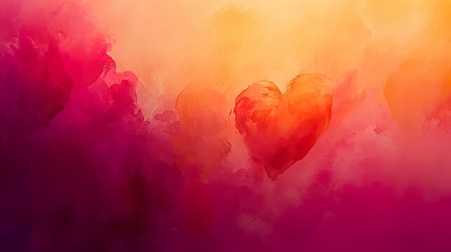Watercolor Hearts in Warm Sunset Hues Romantic Background for Valentines Day Wedding Love and Relationship Designs