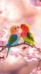 Valentine&rsquo;s Lovebirds Sitting on a Tree Branch, Valentine&rsquo;s Day, Valentine&rsquo;s Day image 