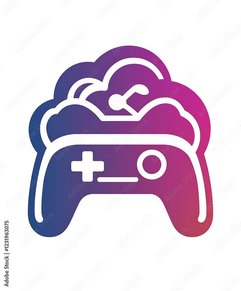 Poster cloud gaming controller: a stylized game controller nestled within a cloud.